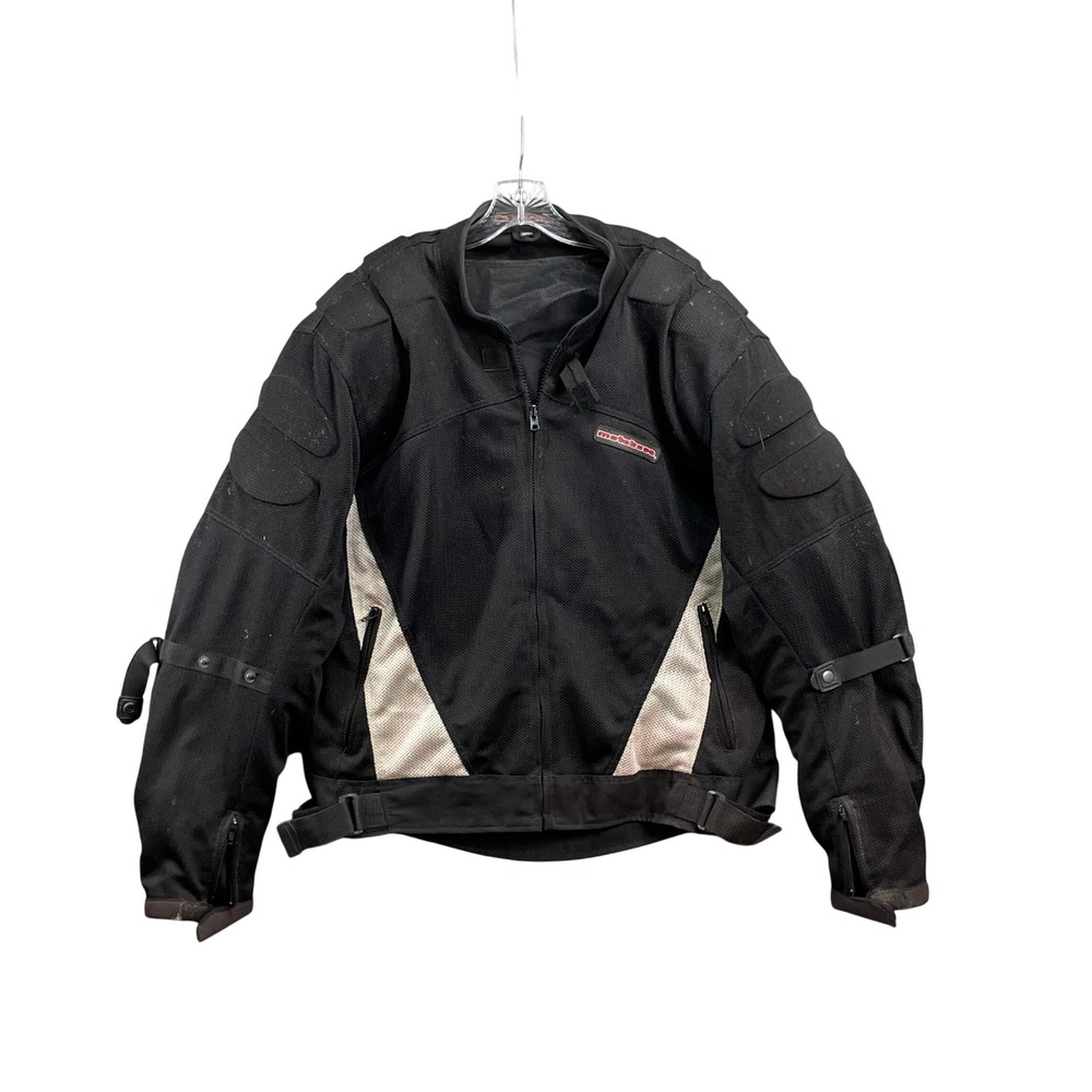 MotoBoss Motorcycle Jacket Mens 3XL Black Mesh Padded Armor Riding Biker Coat